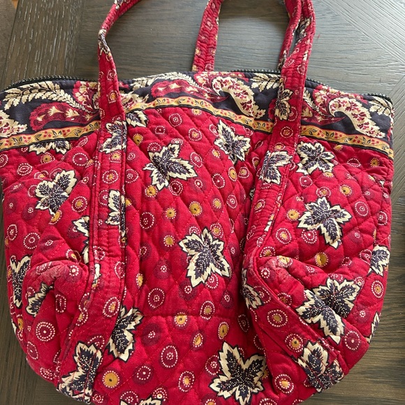 Vera Bradley Red and Black Floral Tote - Picture 9 of 9